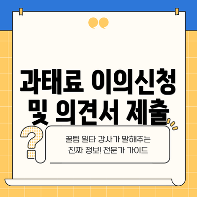 과태료 이의신청 및 의견서 제출
