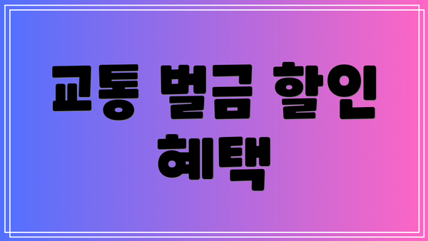 교통 벌금 할인 혜택
