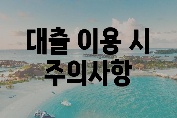 대출 이용 시 주의사항