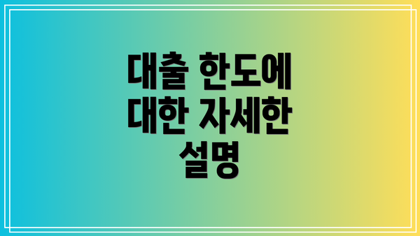 대출 한도에 대한 자세한 설명