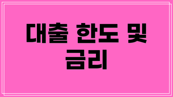 대출 한도 및 금리