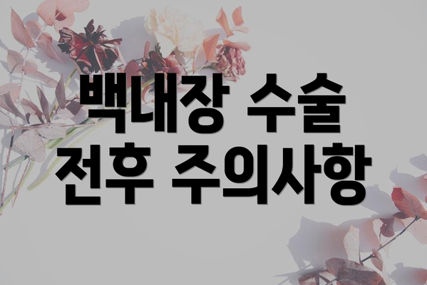 백내장 수술 전후 주의사항