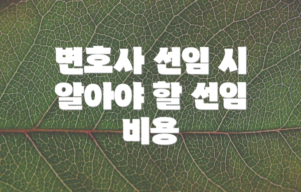 변호사 선임 시 알아야 할 선임 비용