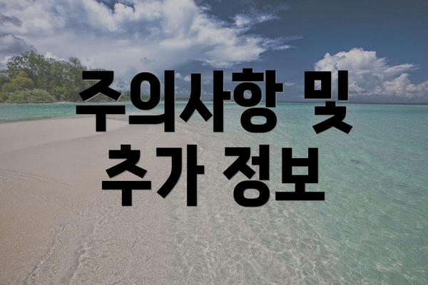 주의사항 및 추가 정보