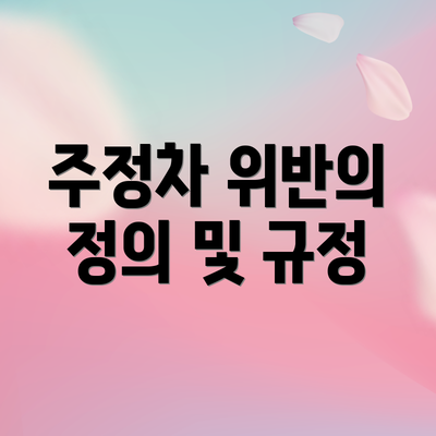 주정차 위반의 정의 및 규정