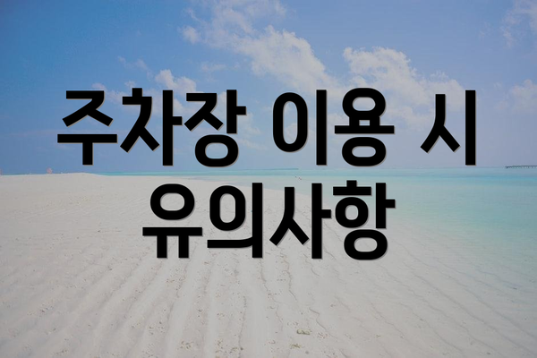 주차장 이용 시 유의사항