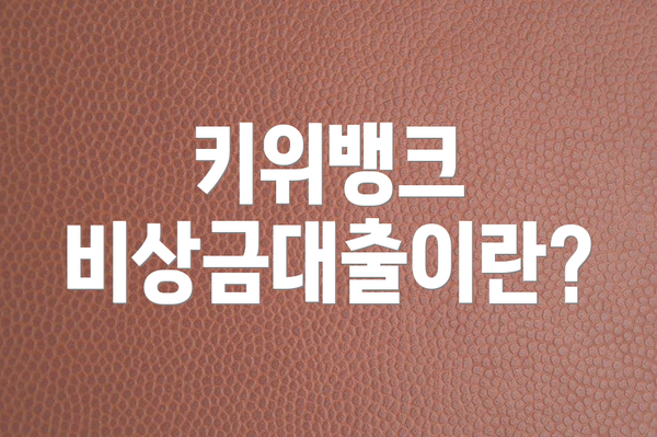 키위뱅크 비상금대출이란?