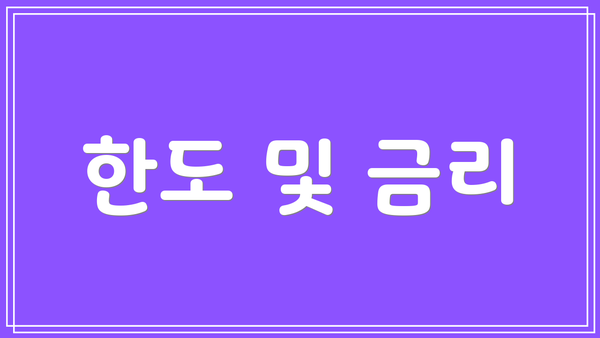 한도 및 금리