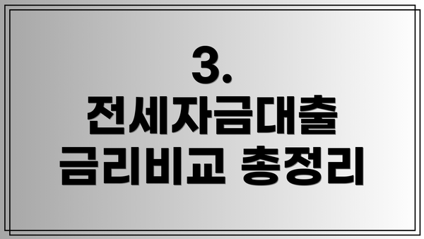 3. 전세자금대출 금리비교 총정리