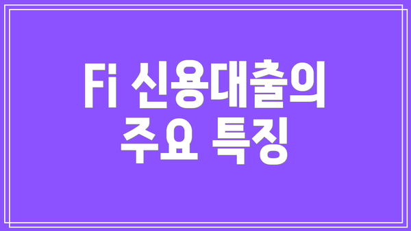 Fi 신용대출의 주요 특징