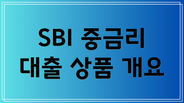 SBI 중금리 대출 상품 개요