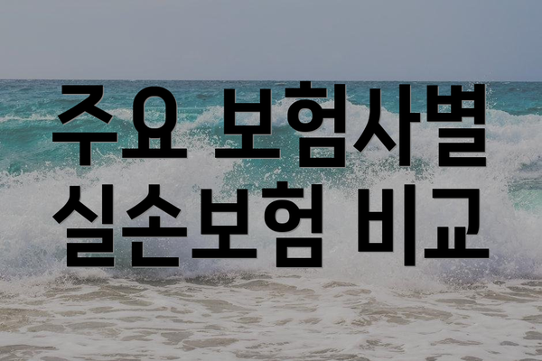 주요 보험사별 실손보험 비교