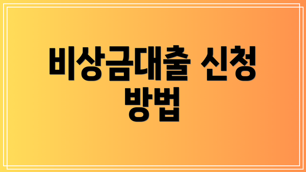 비상금대출 신청 방법