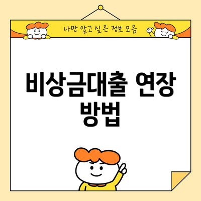 비상금대출 연장 방법