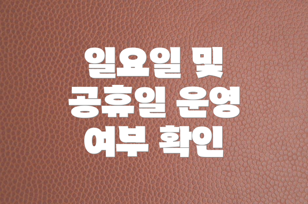 일요일 및 공휴일 운영 여부 확인