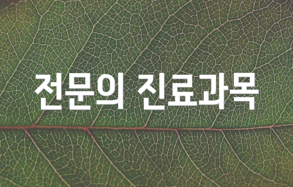 전문의 진료과목