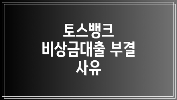 토스뱅크 비상금대출 부결 사유