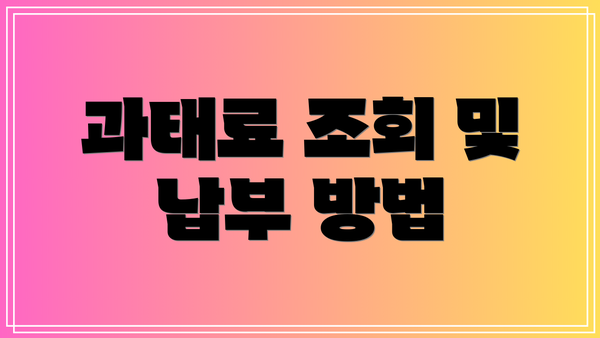 과태료 조회 및 납부 방법