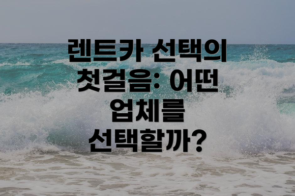 렌트카 선택의 첫걸음: 어떤 업체를 선택할까?