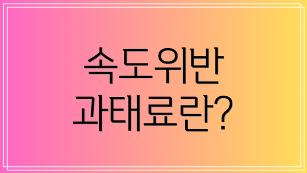 속도위반 과태료란?