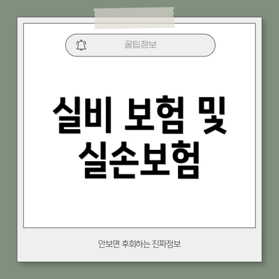 실비 보험 및 실손보험