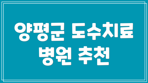 양평군 도수치료 병원 추천