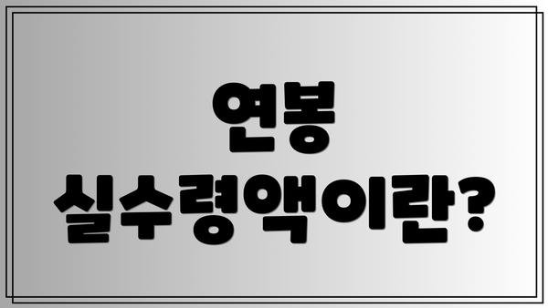 연봉 실수령액이란?