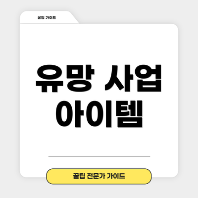 유망 사업 아이템