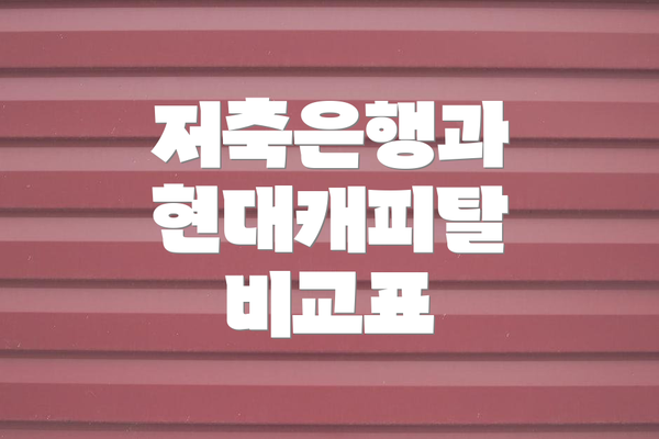 저축은행과 현대캐피탈 비교표