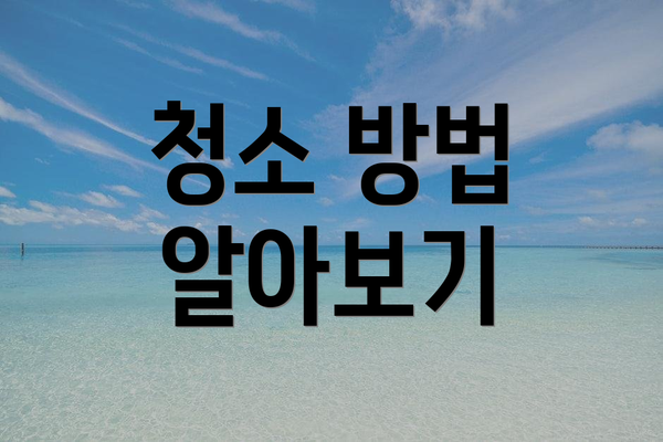 청소 방법 알아보기