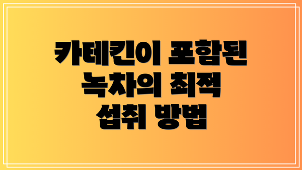카테킨이 포함된 녹차의 최적 섭취 방법