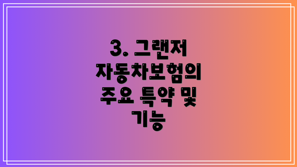 3. 그랜저 자동차보험의 주요 특약 및 기능