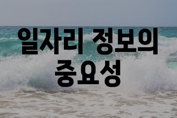 일자리 정보의 중요성