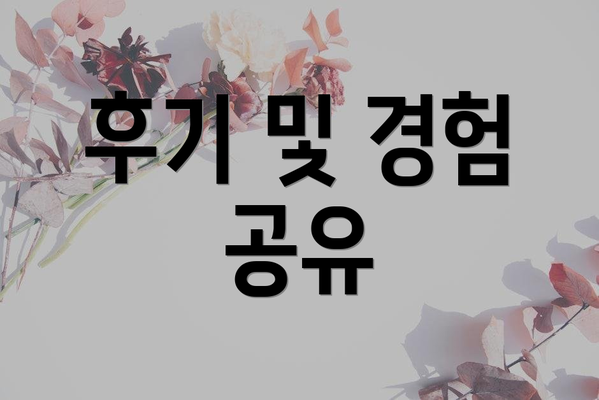 후기 및 경험 공유